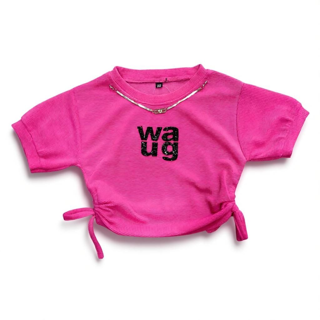 Girls Pink WAUG Embellished Top – Stylish Casual Wear