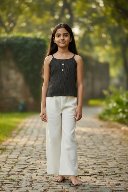 Girls Black Striped Spaghetti Top – Elegant & Comfy Casual Wear