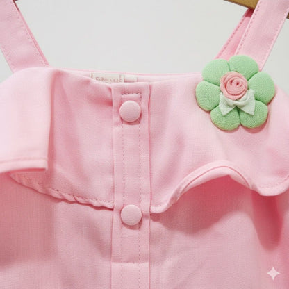 Girls Pink Co-ord Set with Off-Shoulder Top & Bow Pants – Stylish Party & Casual Wear