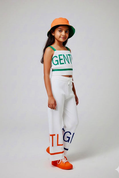 Girls Gentle Knit Co-ord Set | Trendy Crop Top & Wide-Leg Pants | Summer Casual Stylish Outfit for Kids