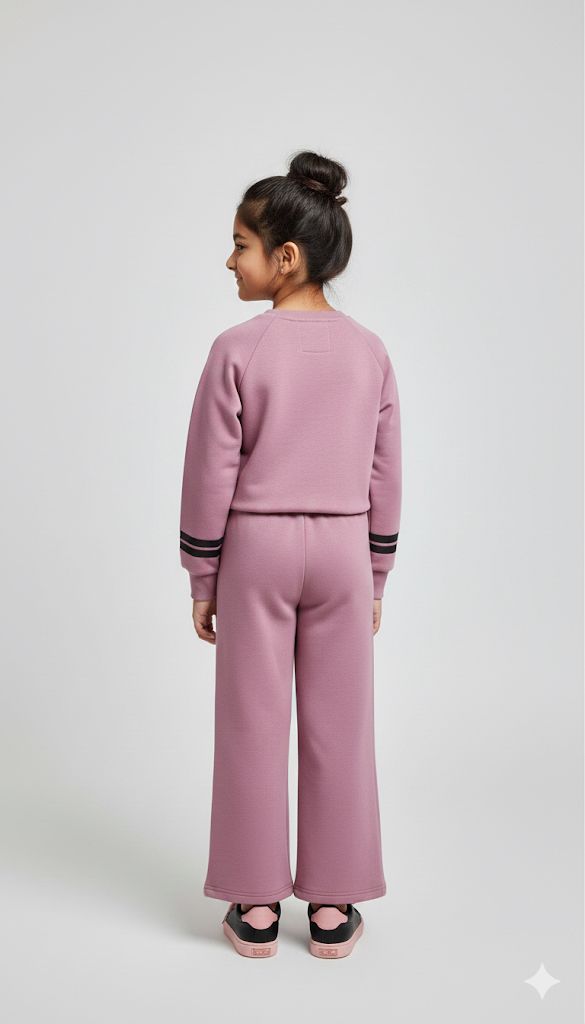 Girls California Lounge Co-ord Set – Soft Magenta Sweatshirt & Wide-Leg Pants | Premium Winter Loungewear for Kids (Copy)