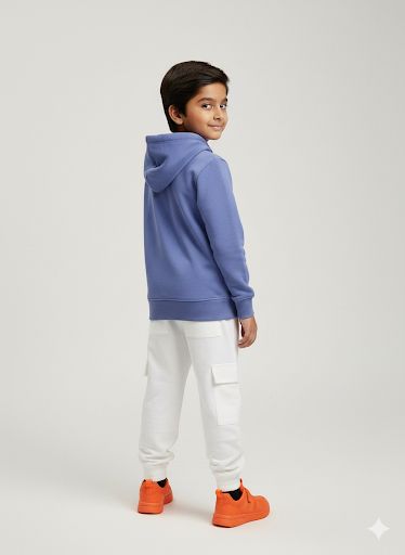 Boys Blue “Confidencial” Utility Hoodie – Reflective Pocket & Strap Detail | Trendy Streetwear Winter Top