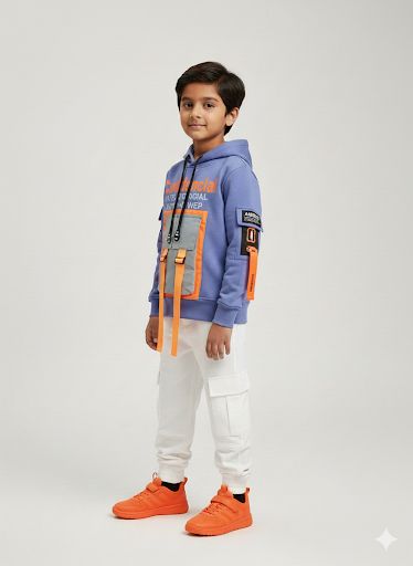 Boys Blue “Confidencial” Utility Hoodie – Reflective Pocket & Strap Detail | Trendy Streetwear Winter Top