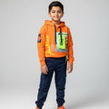 Boys Orange Neon Pocket Hoodie – Trendy Streetwear Style Top