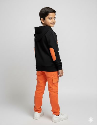 Boys Black Neon Pocket Hoodie – Trendy Streetwear Style Top (Copy)