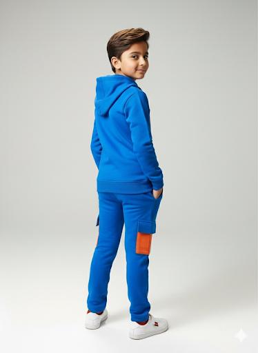 Boys Electric Blue “Rotation” Hoodie & Jogger Co-Ord Set – Winter Warm Tracksuit