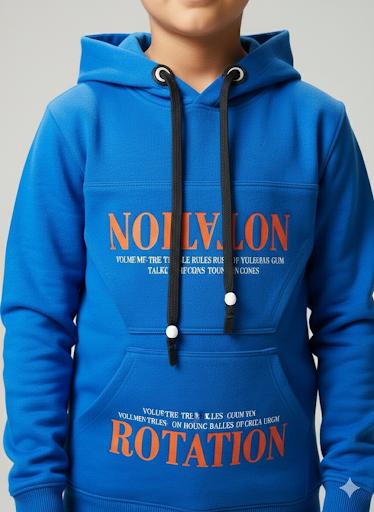 Boys Electric Blue “Rotation” Hoodie & Jogger Co-Ord Set – Winter Warm Tracksuit