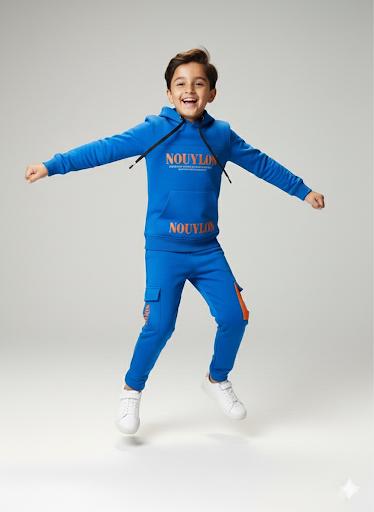 Boys Electric Blue “Rotation” Hoodie & Jogger Co-Ord Set – Winter Warm Tracksuit