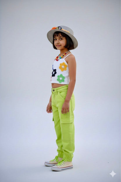 White Floral Crochet Crop Top | Summer Ribbed Sleeveless Top | Trendy Korean Style