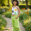 Girls Neon Green Jogger Denim | Trendy Cargo Joggers | Kids Fashion Bottoms