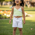 Girls Light Green Wrap Crop Top | Stylish Summer Spaghetti Top | Trendy Kids Wear