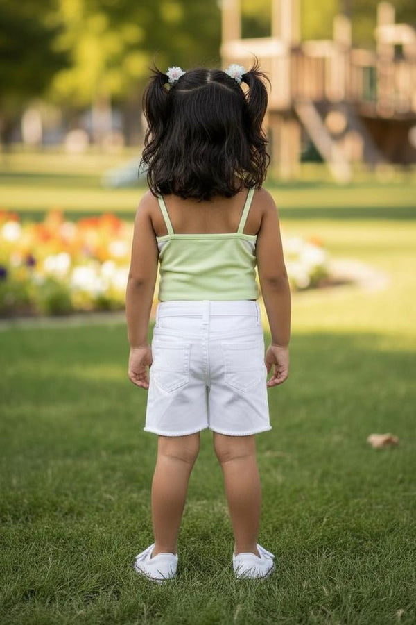 Girls Light Green Wrap Crop Top | Stylish Summer Spaghetti Top | Trendy Kids Wear