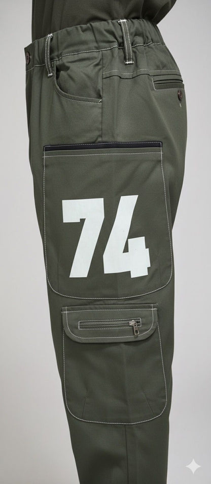 Boys Military Green Cargo Pants with Detachable Suspenders | Multi-Pocket Utility Joggers