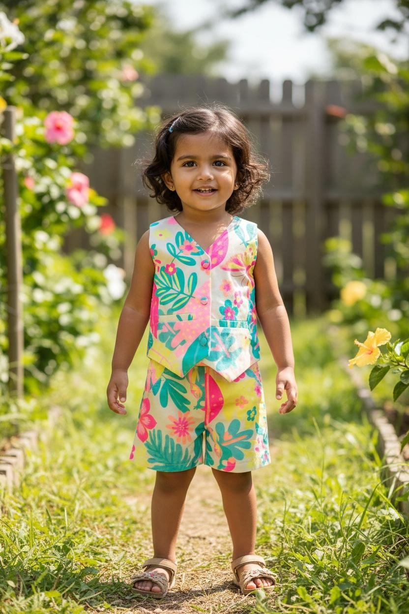 Toddler Girls Tropical Floral Co-ord Set | Summer Cotton Outfit