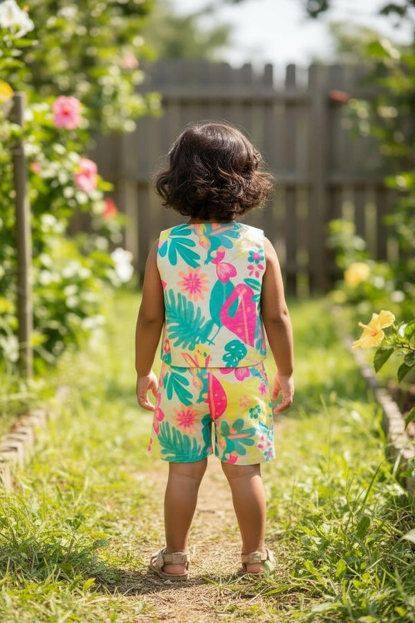 Toddler Girls Tropical Floral Co-ord Set | Summer Cotton Outfit