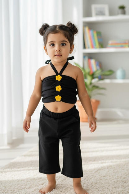 🖤 Premium Black Knitted Hosiery Co-Ord Set for Toddlers