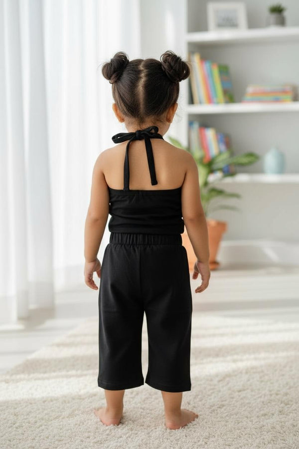 🖤 Premium Black Knitted Hosiery Co-Ord Set for Toddlers