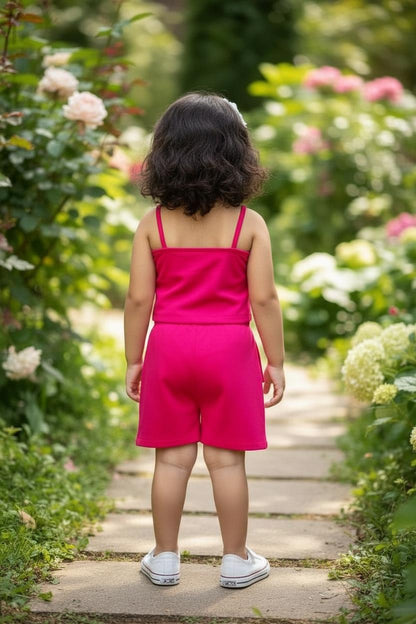 Premium Knitted Hosiery Co-Ord Set for Girls – Pink Floral Accent