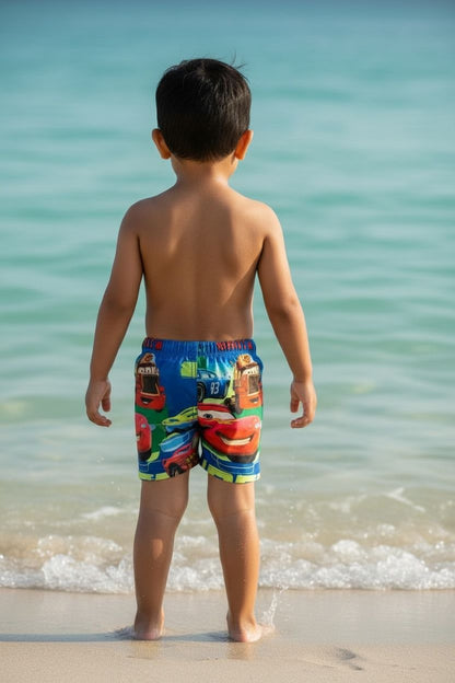 Boys Cartoon Print Swim Shorts  | Kids Beach & Pool Wear