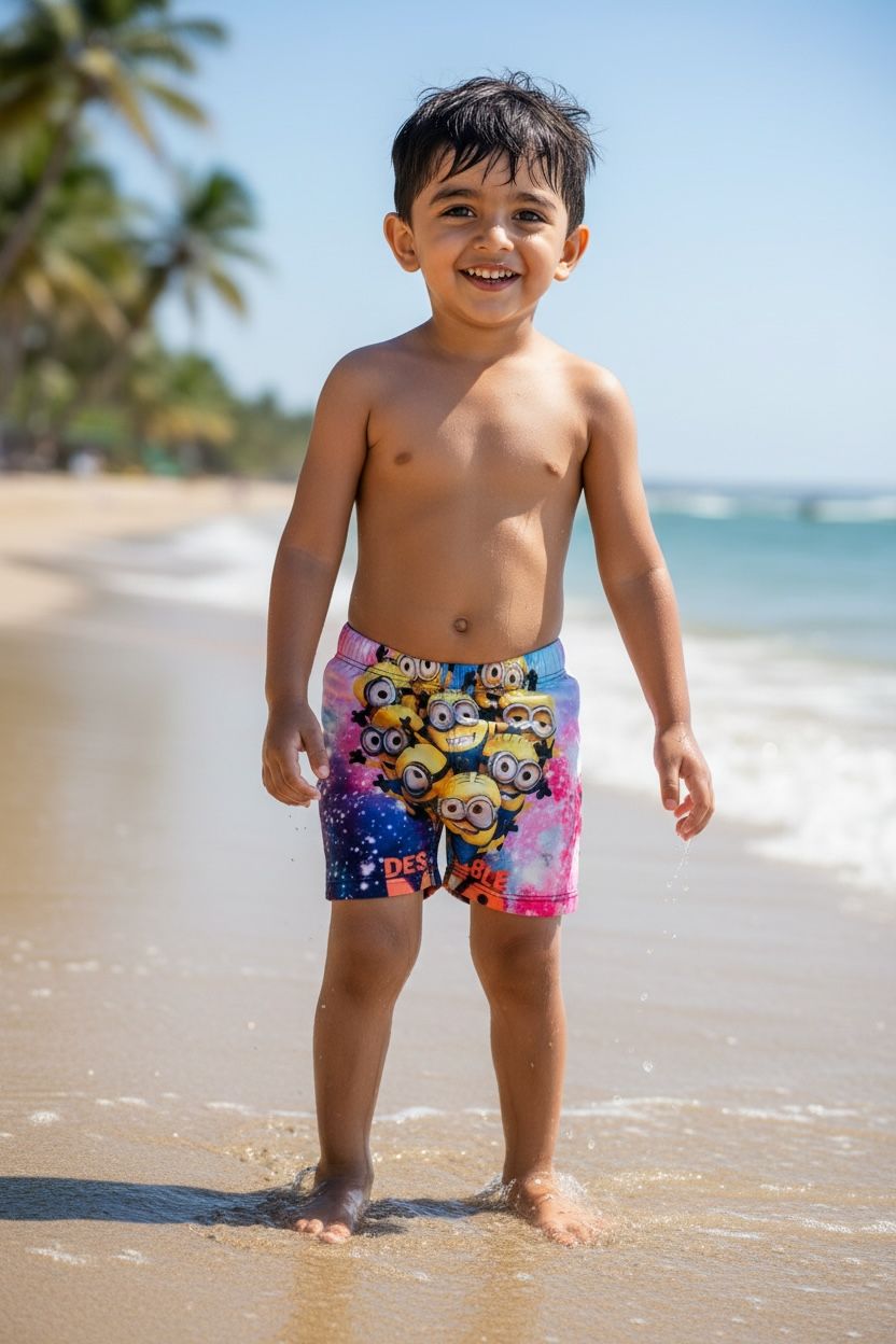 Boys Cartoon Print Swim Shorts  | Kids Beach & Pool Wear