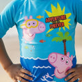 Blue Peppa Pig Themed Swim Jumpsuit with Cap | Quick-Dry | UV Protection