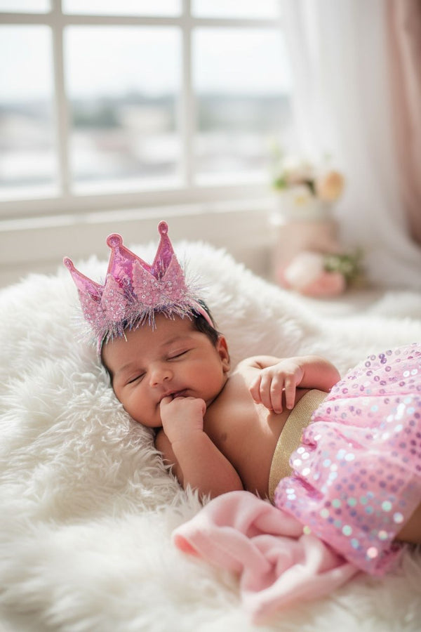 Newborn Baby Girl Photoshoot Dress with Crown | Princess Tutu Shoot Outfit