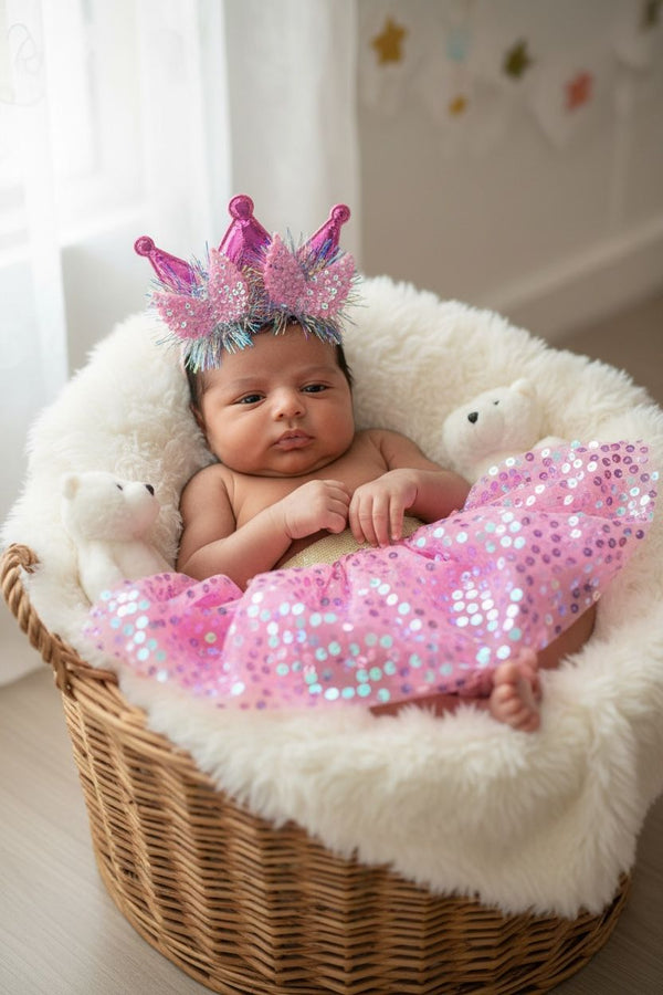 Newborn Baby Girl Photoshoot Dress with Crown | Princess Tutu Shoot Outfit