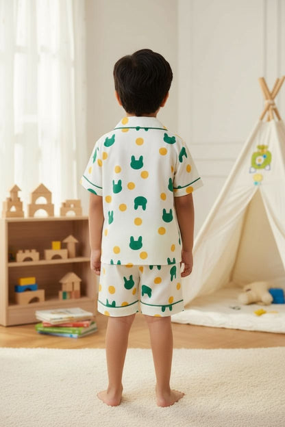Bunny Printed Cotton Night Suit Set – Shirt & Shorts