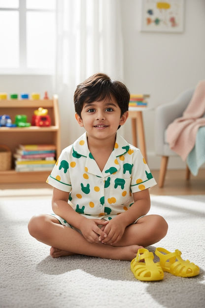 Bunny Printed Cotton Night Suit Set – Shirt & Shorts