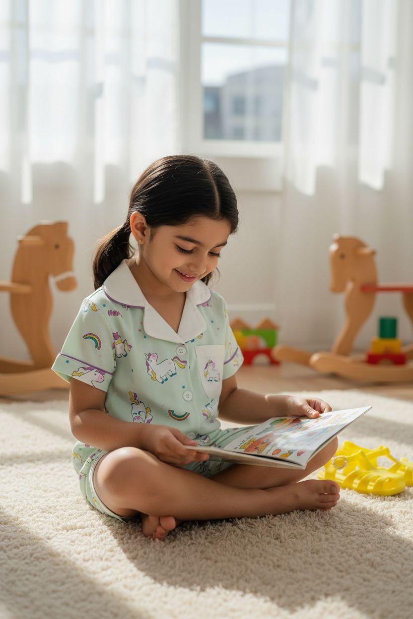 Unicorn Printed Cotton Night Suit Set – Shirt & Shorts