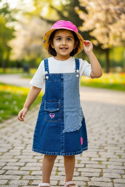 Denim Pinafore Dress with T Shirt