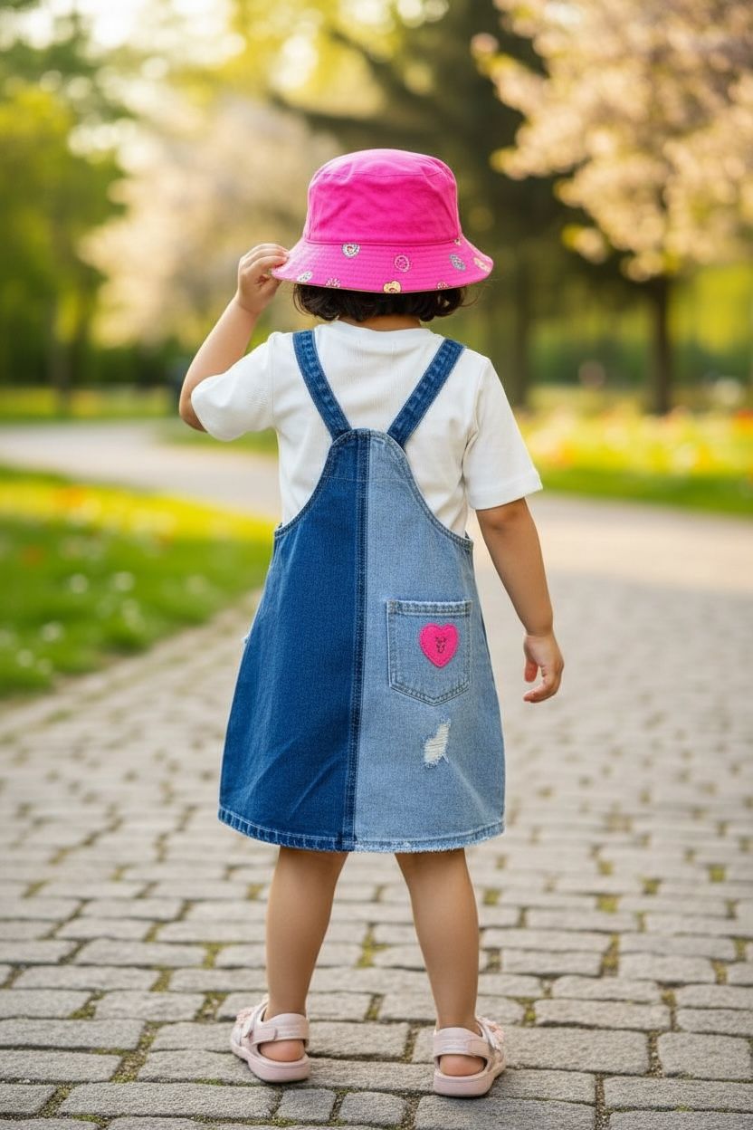 Denim Pinafore Dress with T Shirt