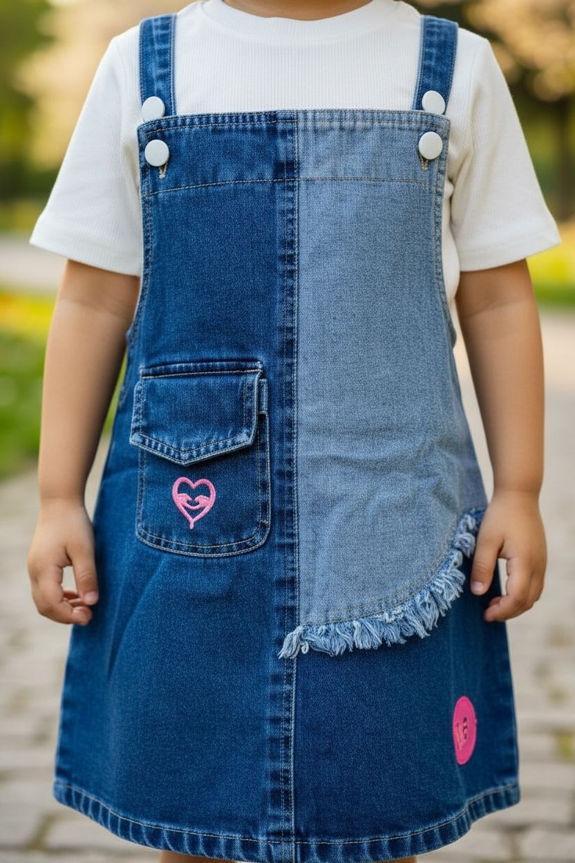 Denim Pinafore Dress with T Shirt