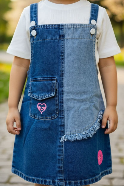 Denim Pinafore Dress with T Shirt