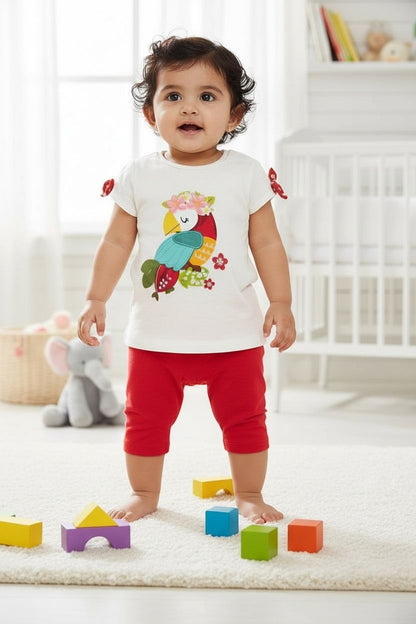 Cotton Printed Top & Leggings Set for Baby Girl – Soft, Breathable & Comfortable