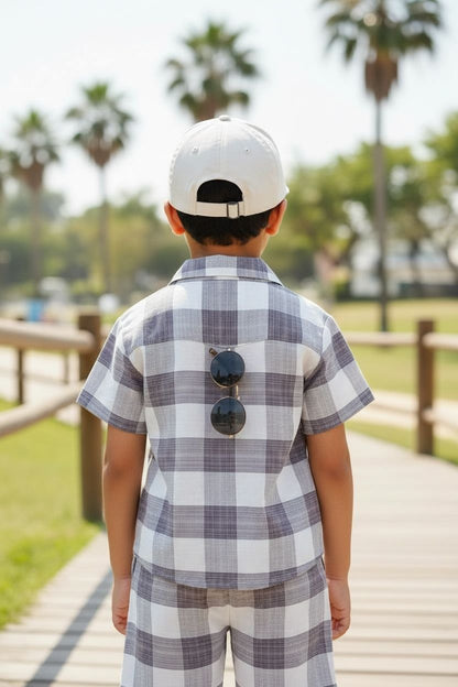 Checkered Cotton Shirt & Shorts Co-Ord Set – Boys Summer Casual Wear