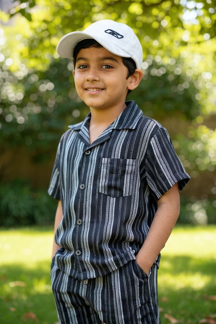 Striped Cotton Shirt & Shorts Co-Ord Set – Boys Summer Casual Wear