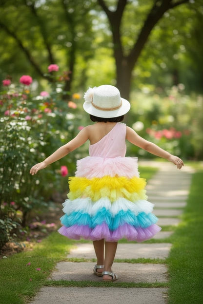 Rainbow Layered Tutu Dress – Party Wear Net Dress for Girls