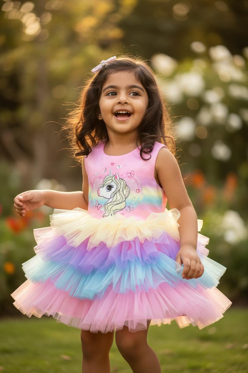 Unicorn Rainbow Tutu Dress for Girls | Unicorn Birthday Dress for Toddlers