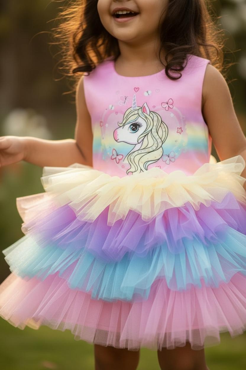 Unicorn Rainbow Tutu Dress for Girls | Unicorn Birthday Dress for Toddlers