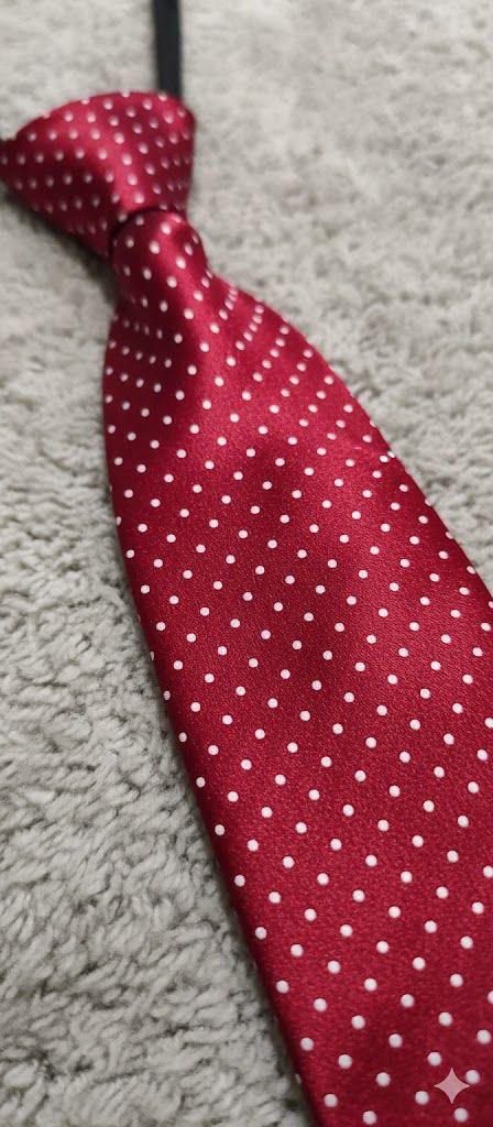 Red & White Ready to Use Tie – Easy Wear Formal Accessory for Boys