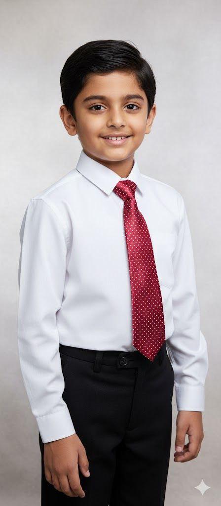 Red & White Ready to Use Tie – Easy Wear Formal Accessory for Boys