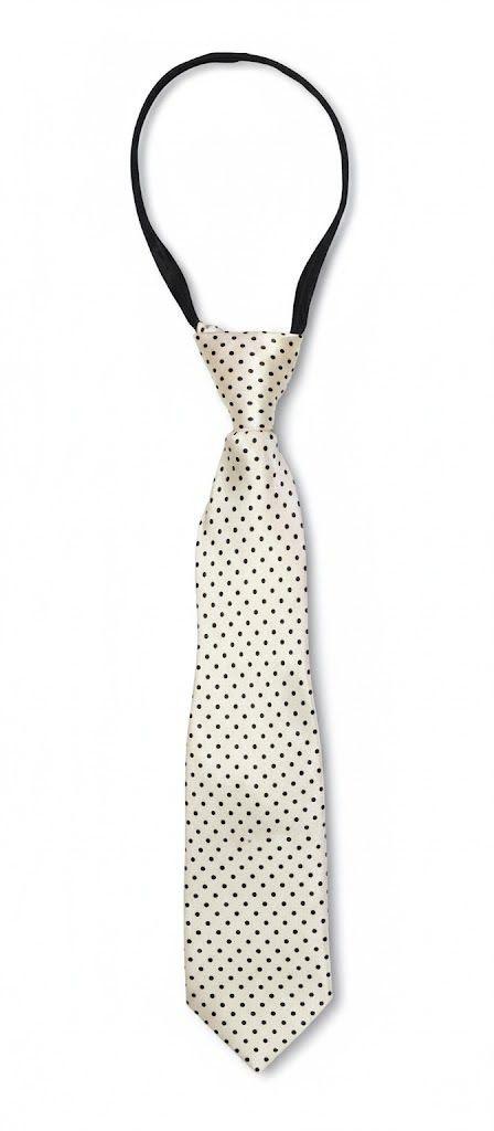 White & Black Satin Ready to Use Tie – Easy Wear Formal Accessory for Boys