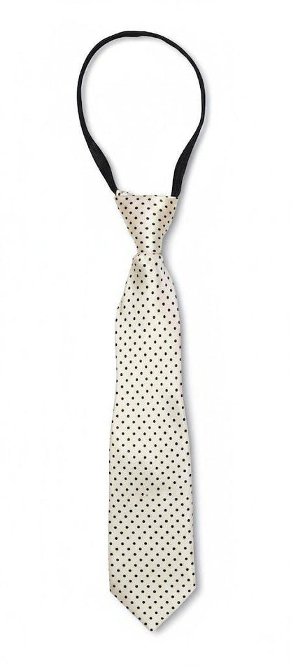 White & Black Satin Ready to Use Tie – Easy Wear Formal Accessory for Boys