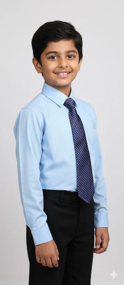 Blue & White Satin Ready to Use Tie – Easy Wear Formal Accessory for Boys