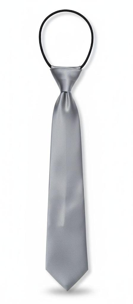 Grey Satin Ready to Use Tie – Easy Wear Formal Accessory for Boys