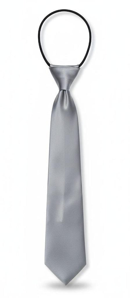 Grey Satin Ready to Use Tie – Easy Wear Formal Accessory for Boys