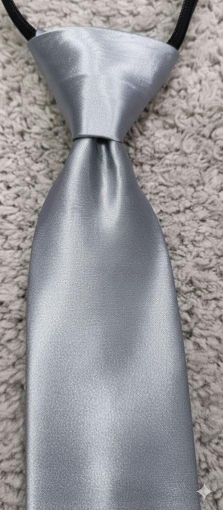 Grey Satin Ready to Use Tie – Easy Wear Formal Accessory for Boys