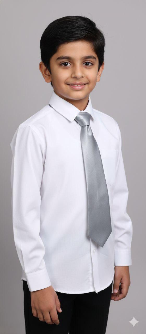 Grey Satin Ready to Use Tie – Easy Wear Formal Accessory for Boys