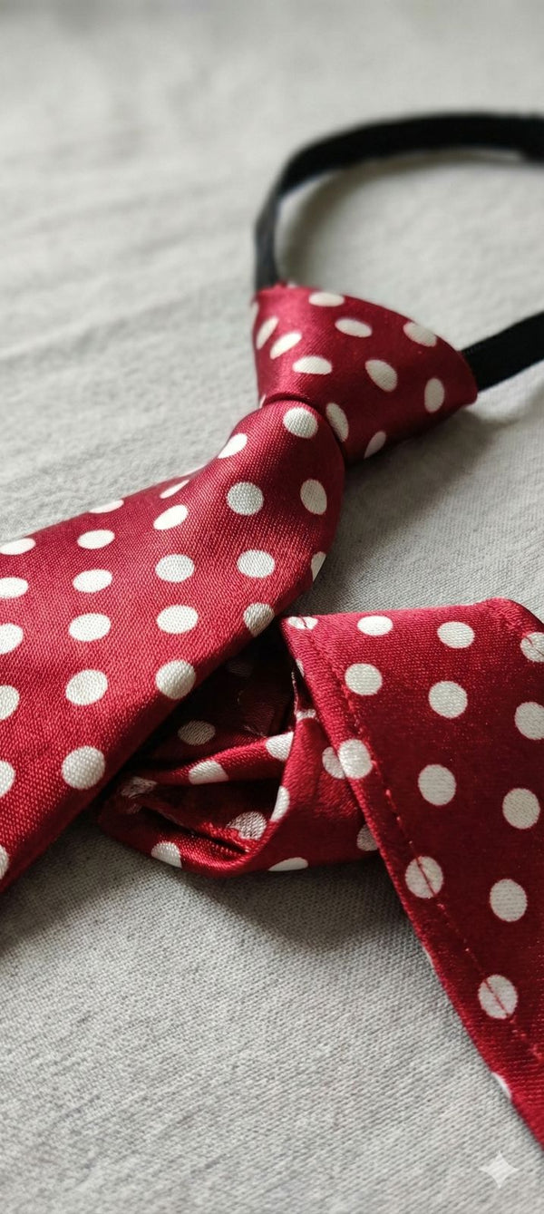 Mehroon & White Ready to Use Tie – Easy Wear Formal Accessory for Boys